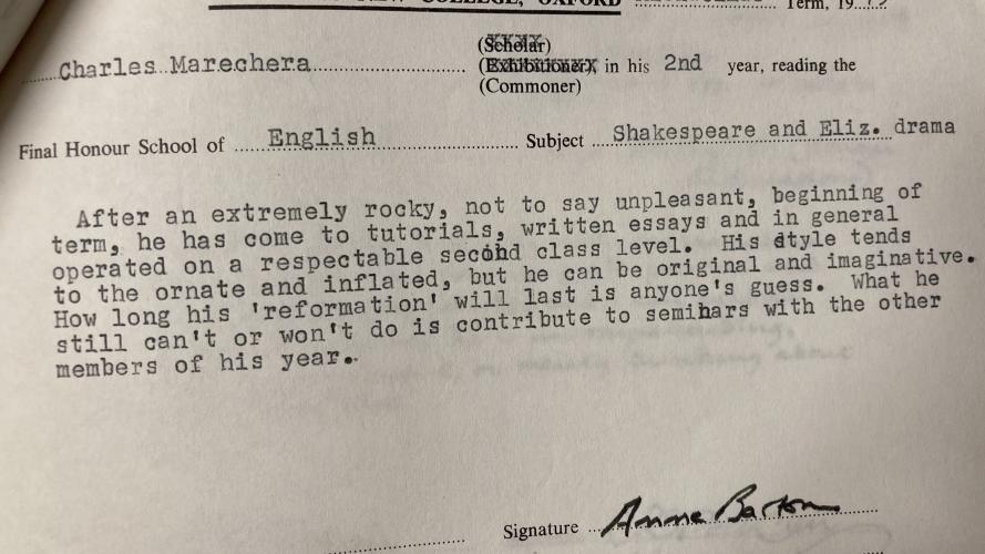 marechera student report 7 new college archives f 6